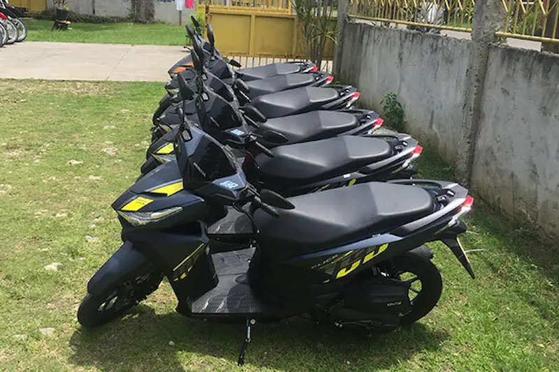 Motos parked and ready